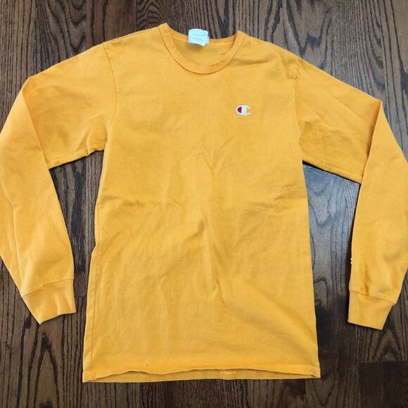 Vintage Champion Large Back Lettering Mustard Yellow Shirt Men's Small VTG - Picture 2 of 4